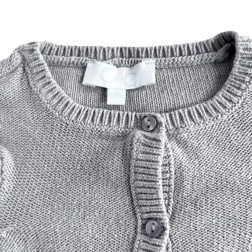 C de C girls light gray cotton cardigan sweater 12 months - Picture 2 of 5